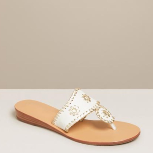 NWOB Jack Rogers White and Gold Sandals - Picture 1 of 5